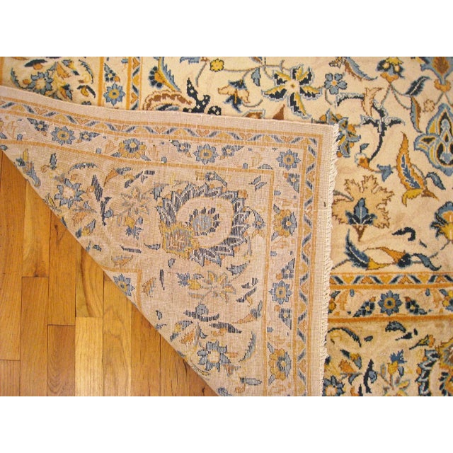 1950 Vintage Persian Kashan Oriental Carpet, in Room size, with Floral Elements For Sale - Image 9 of 9