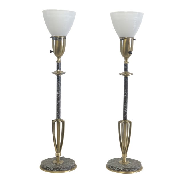 Rembrandt MidCentury Brass Torchiere Table Lamps a Pair Chairish