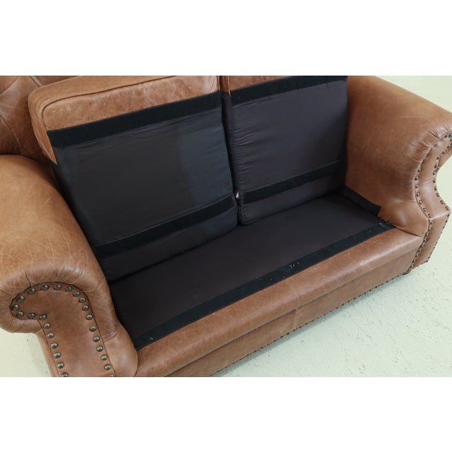English Style Tufted Back Leather Loveseat Sofa Chairish