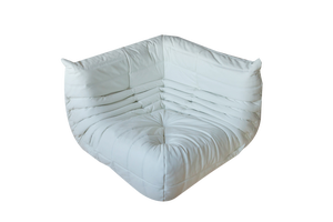 White Leather Togo Corner Chair by Michel Ducaroy for Ligne Roset