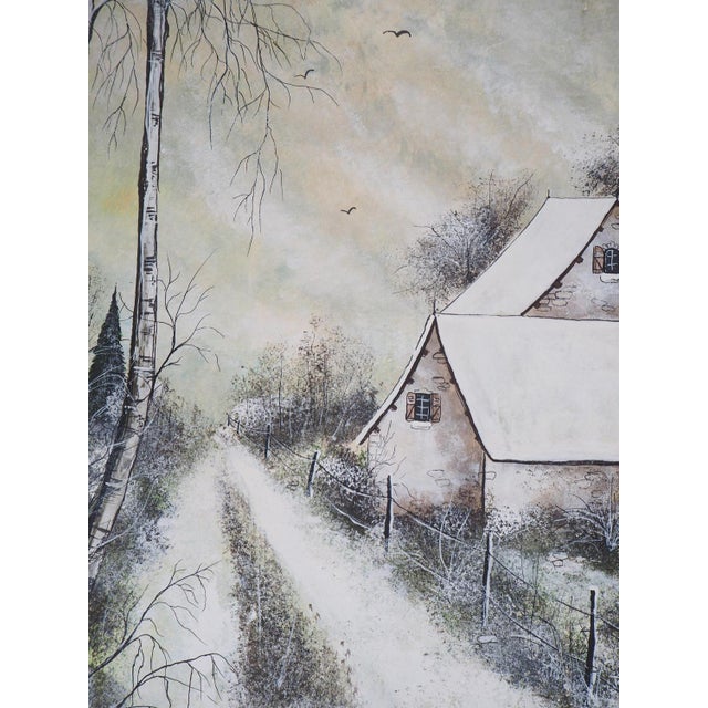Olivier Mas, House Under the Snow, Gouache For Sale - Image 4 of 6