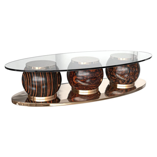 "Costiera" Coffee Table With Bronze, Handmade For Sale In Los Angeles - Image 6 of 8
