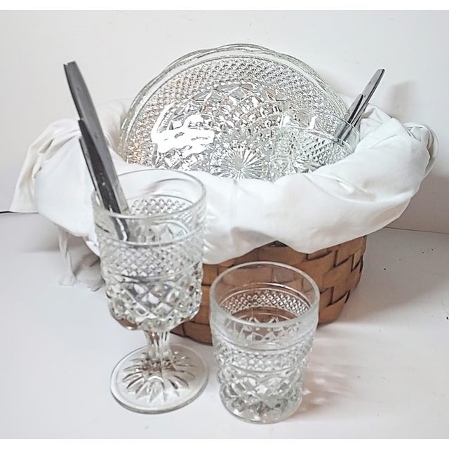 Traditional Crystal Starlite Gift Picnic Basket- Set of 14 For Sale - Image 3 of 7