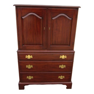 1980s Henkel Harris Cherry Armoire Wardrobe Designer For Sale
