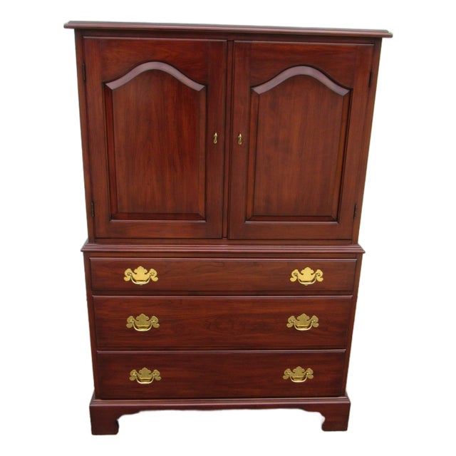 1980s Henkel Harris Cherry Armoire Wardrobe Designer For Sale