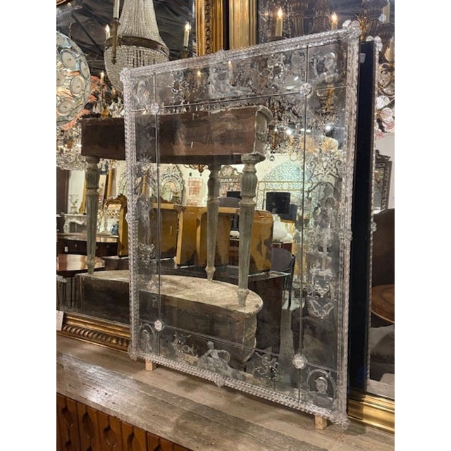 Glass 19th Century Etched Figural Venetian Mirror For Sale - Image 7 of 7
