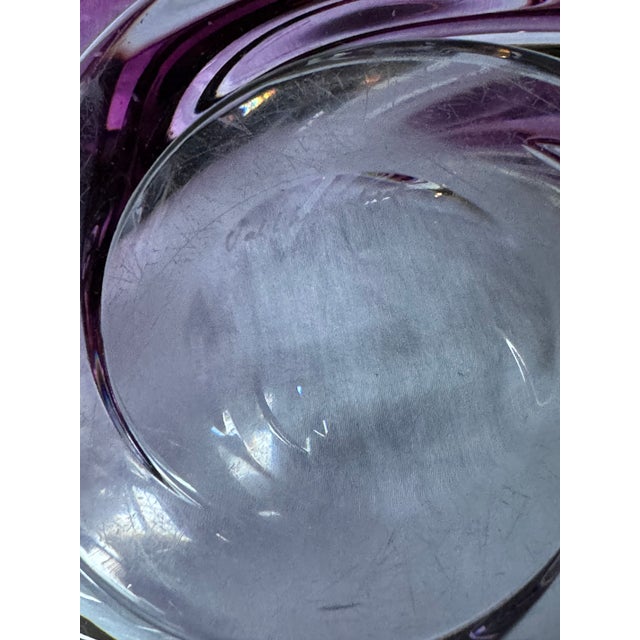 Made in Belgium Val St. Lambert Large Raspberry Pink Art Glass Centerpiece For Sale In Seattle - Image 6 of 11