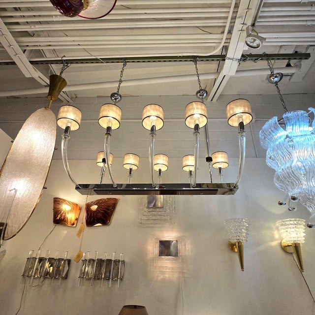 Metal 1970s Mid Century Modern Large Murano Glass Seguso Chandelier For Sale - Image 7 of 16