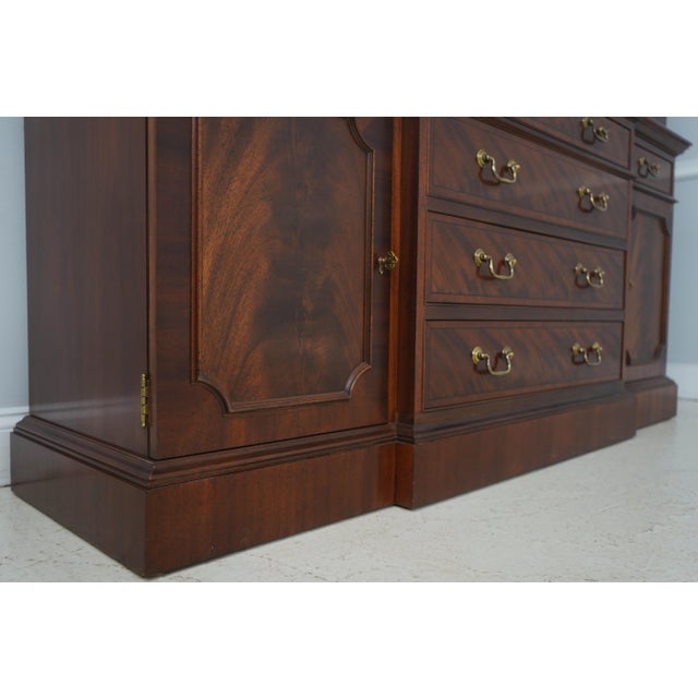 Baker Mahogany 2 Piece Breakfront China Display Cabinet For Sale - Image 12 of 18