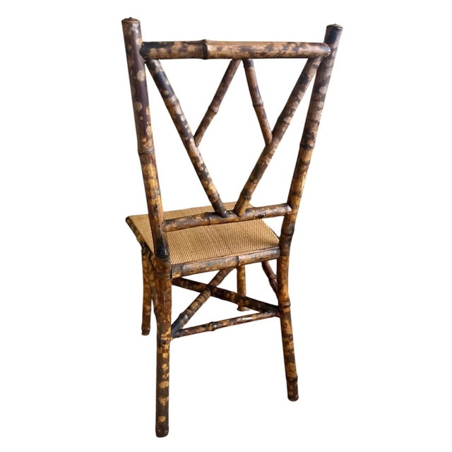 Early 20th Century Antique Tortoise Rattan Bamboo Side Chair For Sale - Image 5 of 11
