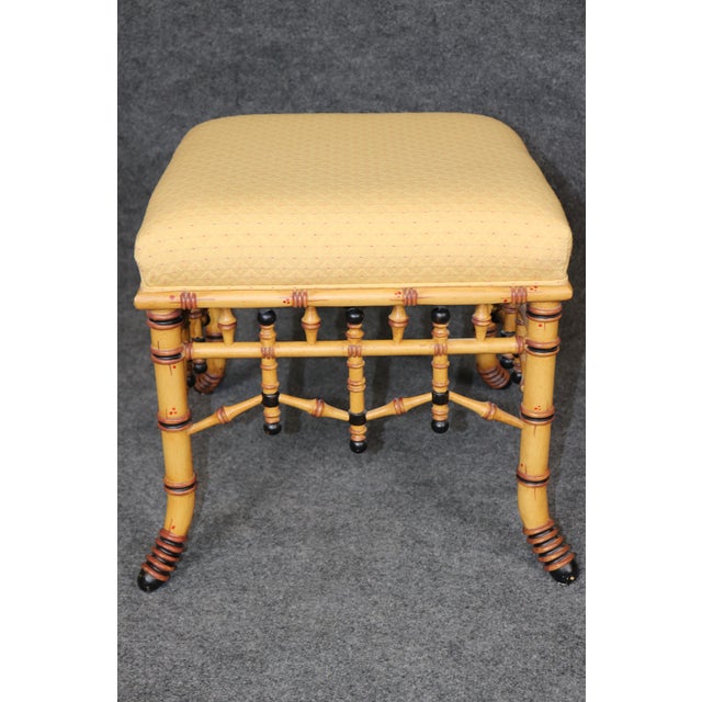 Pair Regency Style Faux Bamboo Benches or Stools by Hickory Chair For Sale - Image 11 of 12
