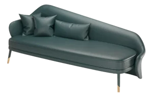 Bhutan Blue Petrol Leather Daybed by Javier Gomez