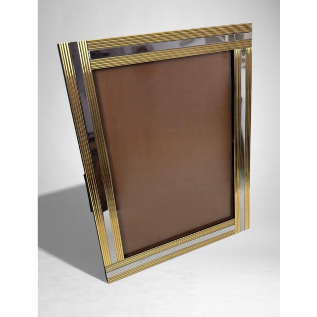 Mid-Century Modern Romeo Rega Style Italian Brass and Steel Picture Frame For Sale - Image 3 of 18