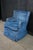 Mid 20th Century Tufted Blue Upholstered Library Club Lounge Chair & Ottoman For Sale - Image 4 of 18