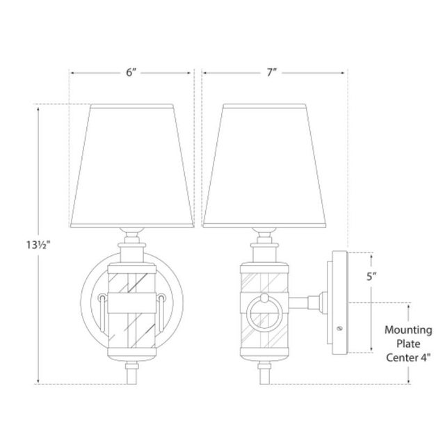 Jonathan Sconce in Crystal with Linen Shade Designer: Thomas O'Brien Finish: Crystal Height: 13.5" Width: 6" Extension: 7"...