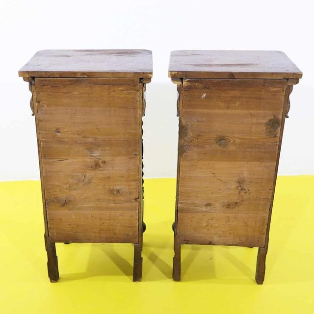 Wooden Nightstands with Turned Legs, Door and Drawer, Set of 2 For Sale - Image 11 of 12