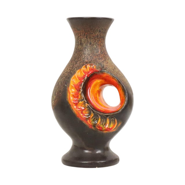 Orange Fat Lava Vase from Walter Gerhards, West Germany, 1950s For Sale - Image 11 of 18