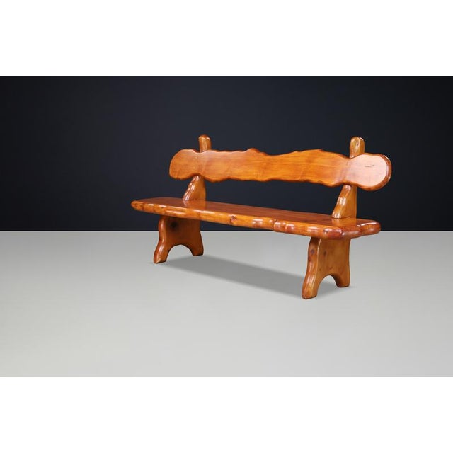 Alpine Sculptural Bench in Pine, France, 1970s For Sale - Image 12 of 16