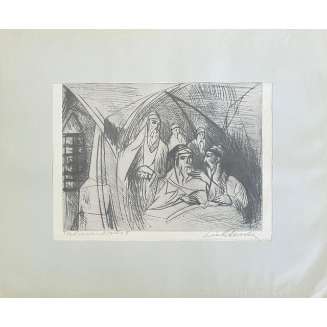 Early 20th Century Isaac Lichtenstein 1Bezalel School Jerusalem Israeli Judaica Etching For Sale - Image 5 of 9