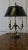 Green Toleware and Brass Triple Bouillotte Desk Lamp from France A lovely piece, a triple brass sconce lamp with its...