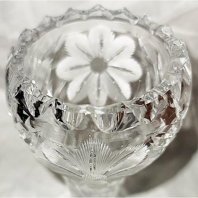American 1920s Cut Crystal American Brilliant Tulip Bud Vase For Sale - Image 3 of 7