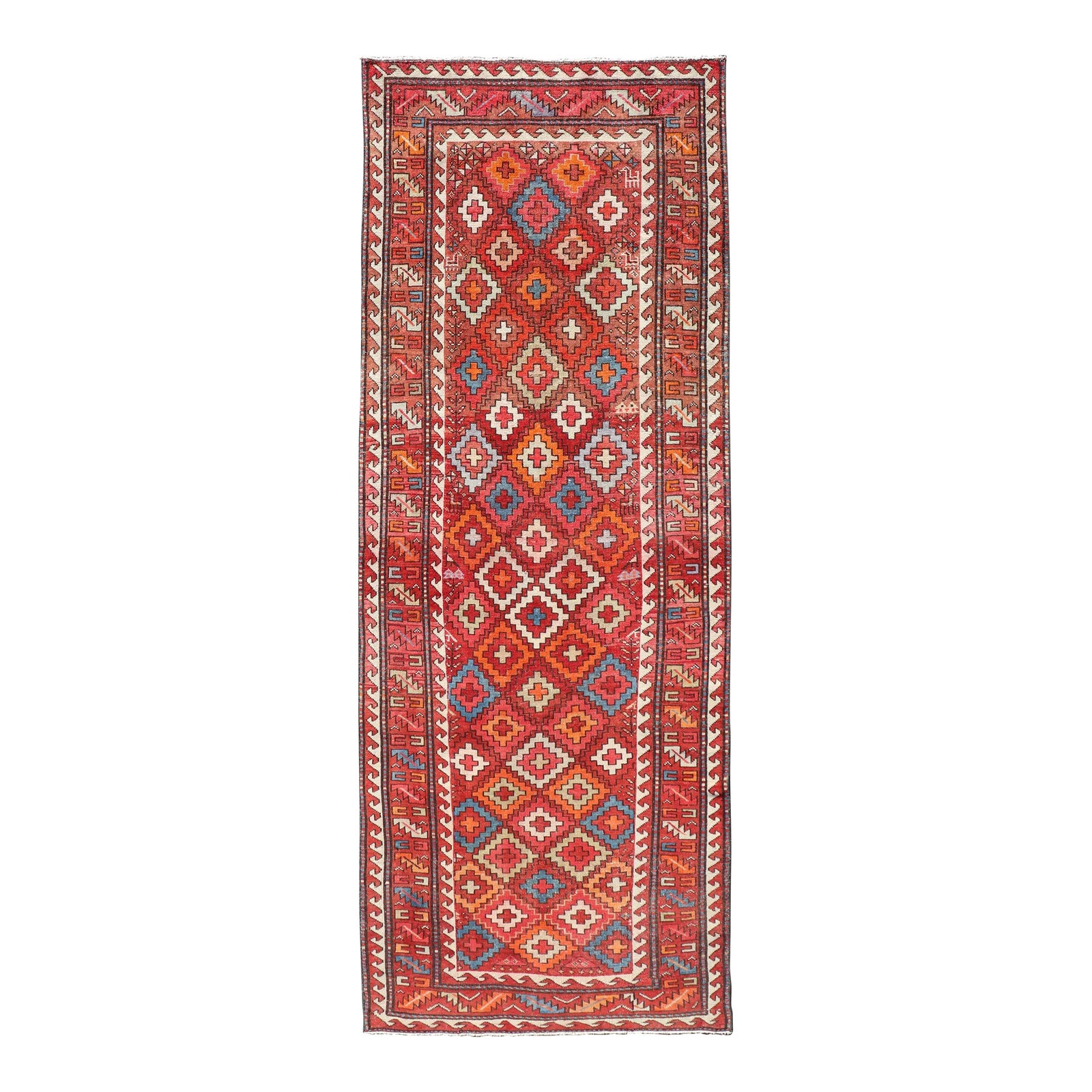 Antique Persian Fine Weave Hamadan Gallery Rug in Multi Colors in ...