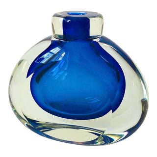 Blue Sommerso Art Glass Vase For Sale