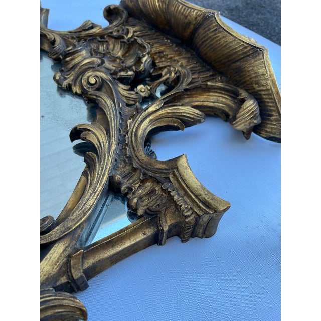 Chinoiserie Large Antique Chinoiserie Carved Wood Mirror For Sale - Image 3 of 15