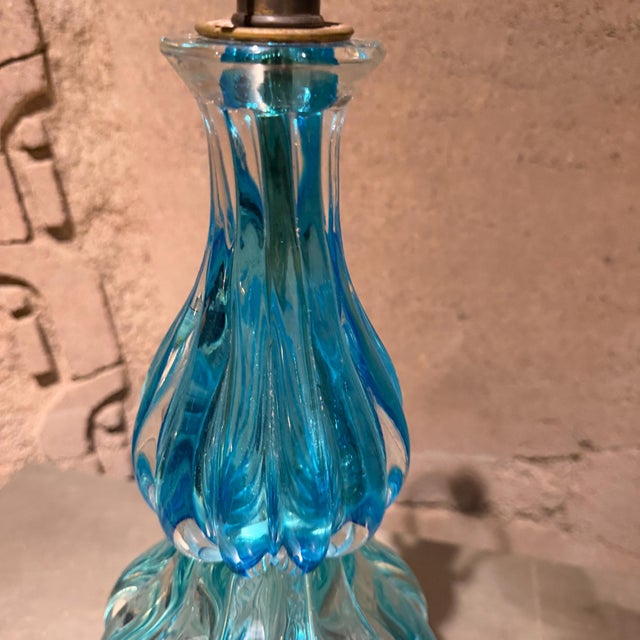 Blue Mid-Century Modern Blue Murano Glass Table Lamps Designed by Segues For Sale - Image 8 of 12