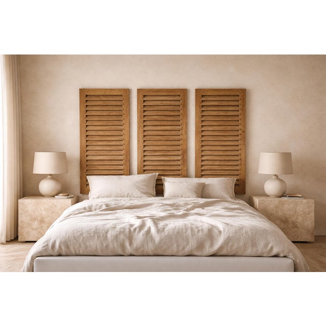 Mid 20th Century Set of Three Vintage Teak Shutter Doors / Wall Panels For Sale - Image 5 of 5