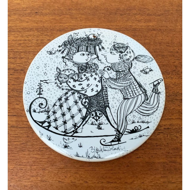 Mid-Century German White January Calendar Wall Plate Plaque by Bjørn Wiinblad for Rosenthal For Sale - Image 11 of 11