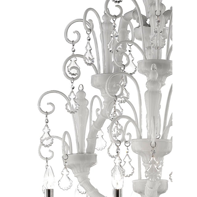 Imperial Venetian Modern White "Ca' Rezzonico" With Curls Murano Glass Chandelier . For Sale - Image 6 of 7