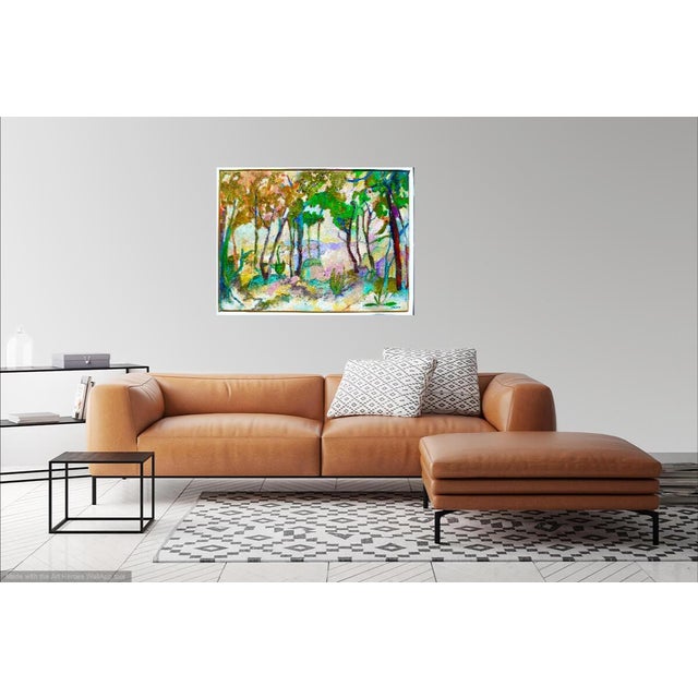 Framed original oil painting presented in a white wood floater frame. Plein air landscape of a day in the country. This...