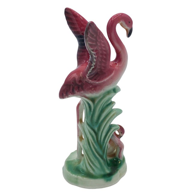 Pair of Mid 20th Century Ceramic Miniature Pink Flamingo Tabletop Statue by Leftons For Sale - Image 14 of 17