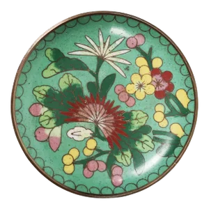 Antique Cloisonné Floral Motif Hand-Painted Trinket Dish