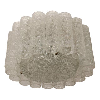 Mid-Century Modern Round Ice Glass Tubes Chandelier attributed to Doria, 1960s For Sale
