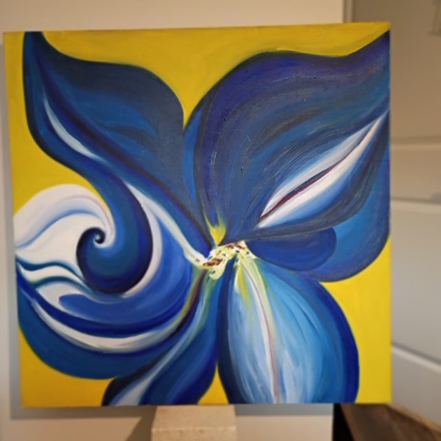 Abstract Large Michael Scott Original Abstract Floral Acrylic Painting – 36" X 36" For Sale - Image 3 of 6
