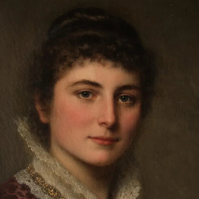 Henricus Johannes Sinkel, Dame mit Fächer, Oil on Canvas For Sale - Image 7 of 7