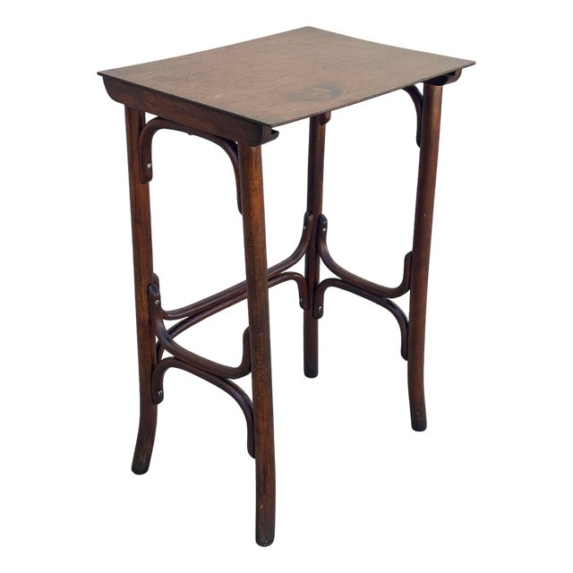 Vienna Secession Bent Oak Pedestal Mid Size Side Nesting Table Attributed to Thonet For Sale
