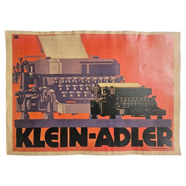 Art Deco Advertising Poster Klein Adler Typewriter, 1930s For Sale - Image 6 of 6