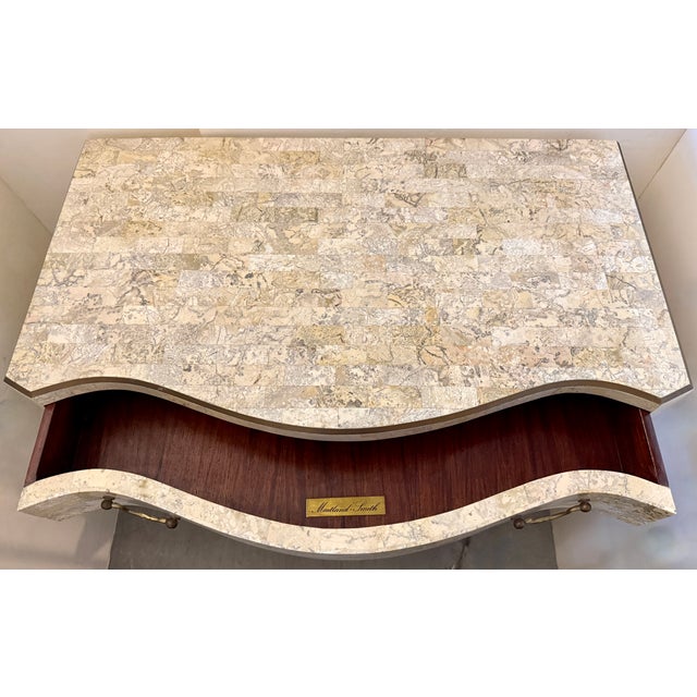 Beige 1980s Tessellated Stone With Inlaid Bronze Commode Design by Maitland Smith For Sale - Image 8 of 12