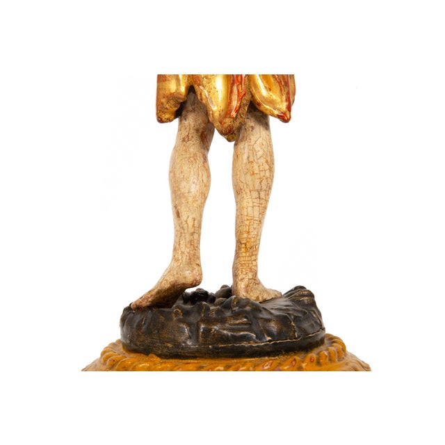 German or Austrian Polychromed Statue Sculpture of Saint John the Baptist For Sale - Image 17 of 18