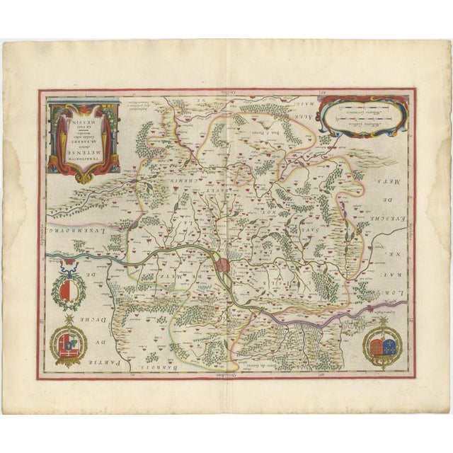 Antique Metz, Lorraine & Verdun Blaeu Atlas Map, France, 1642 For Sale - Image 3 of 11