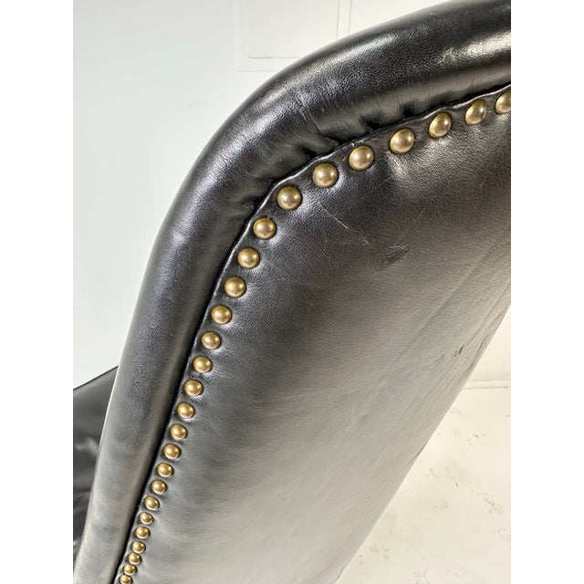 Mid-Century Scandinavian Modern Black Leather High-Back Lounge Chair For Sale In Boston - Image 6 of 8