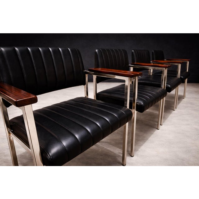 Armchair in Steel, Leather & Rosewood Unknown, 1960s For Sale In New York - Image 6 of 11