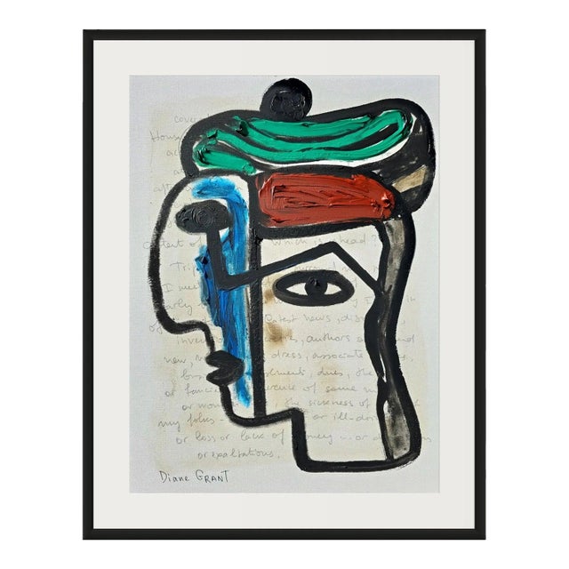 One-of-a-Kind 'Portrait of a Woman' - Original Oil Painting in the Style of Pablo Picasso For Sale