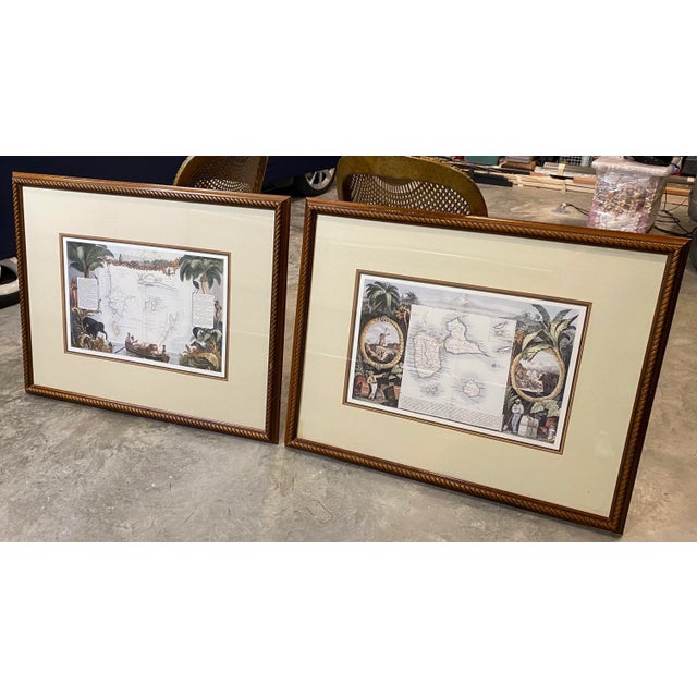 Mid 20th Century Vintage Map Island French Prints, Pair For Sale - Image 5 of 5