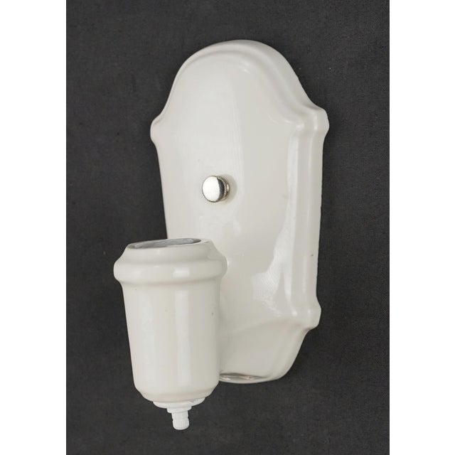 Mid 20th Century Restored Traditional White Ceramic Wall Sconces - a Pair For Sale - Image 4 of 9