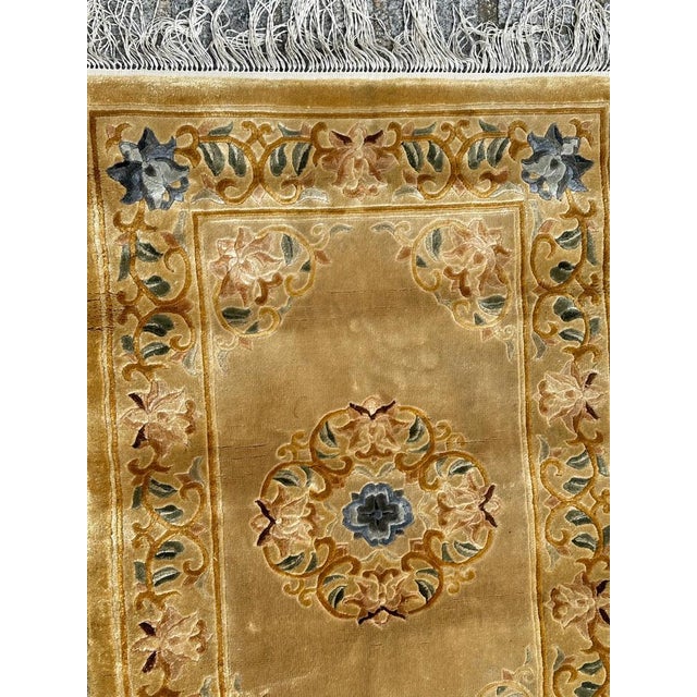 Small Vintage Chinese Silk Rug, 1990s For Sale - Image 3 of 18