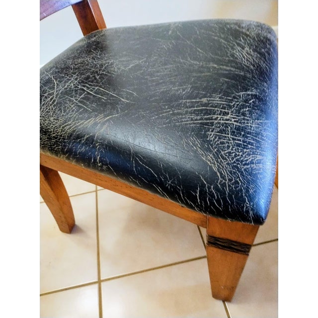 Four Solid Wood Dining Chairs, Decorated With Leather Strips. For Sale In West Palm - Image 6 of 6
